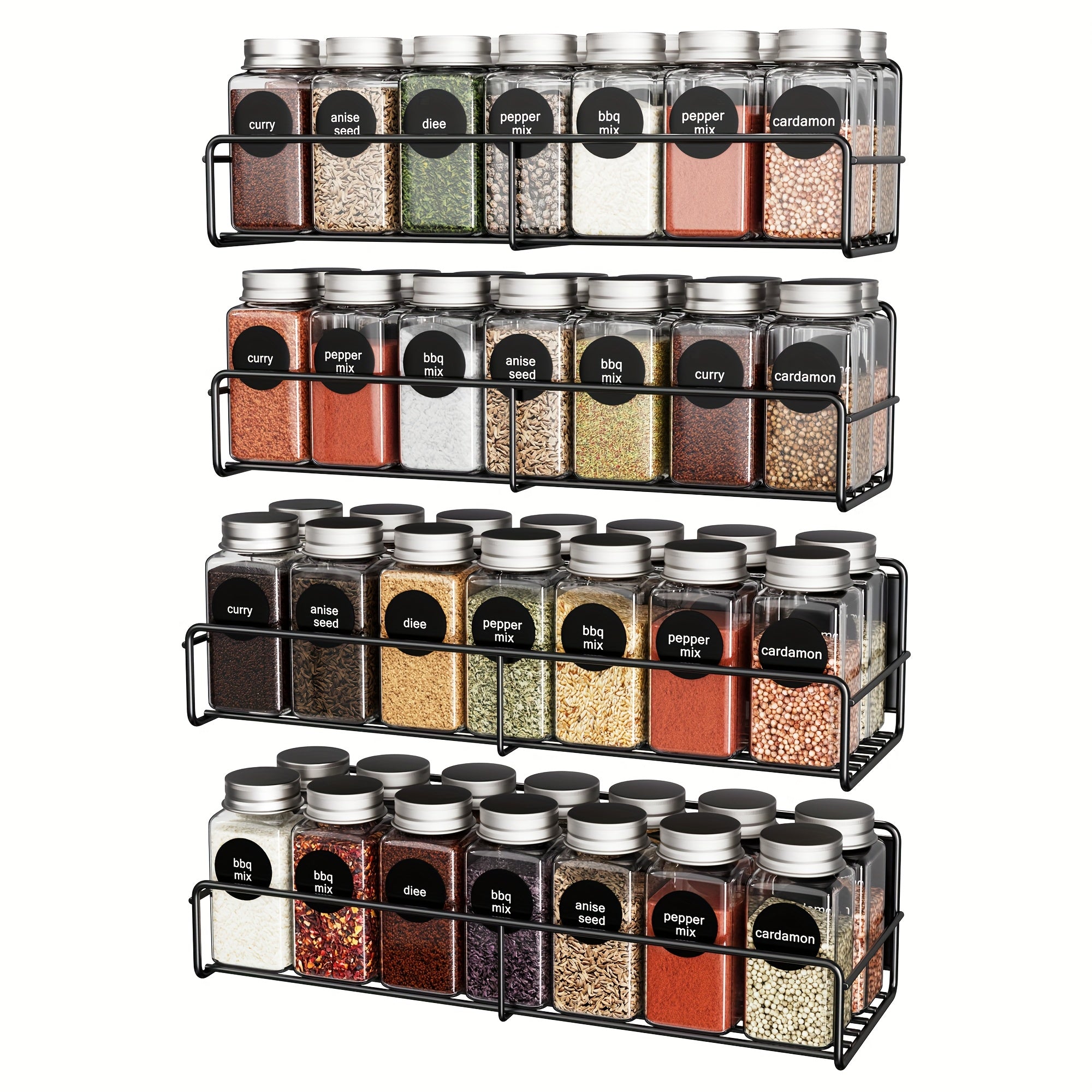 4pcs Magnetic Spice Adjustable Storage Shelf, No-Punch Kitchen Refrigerator Magnetic Shelf, Strong Magnetic Spice Storage Shelf, Washing Machine Storage Shelf, No-Punch Wall Mounted Storage Shelf, Kitchen Storage Accessories, Coffee Bar Accessories