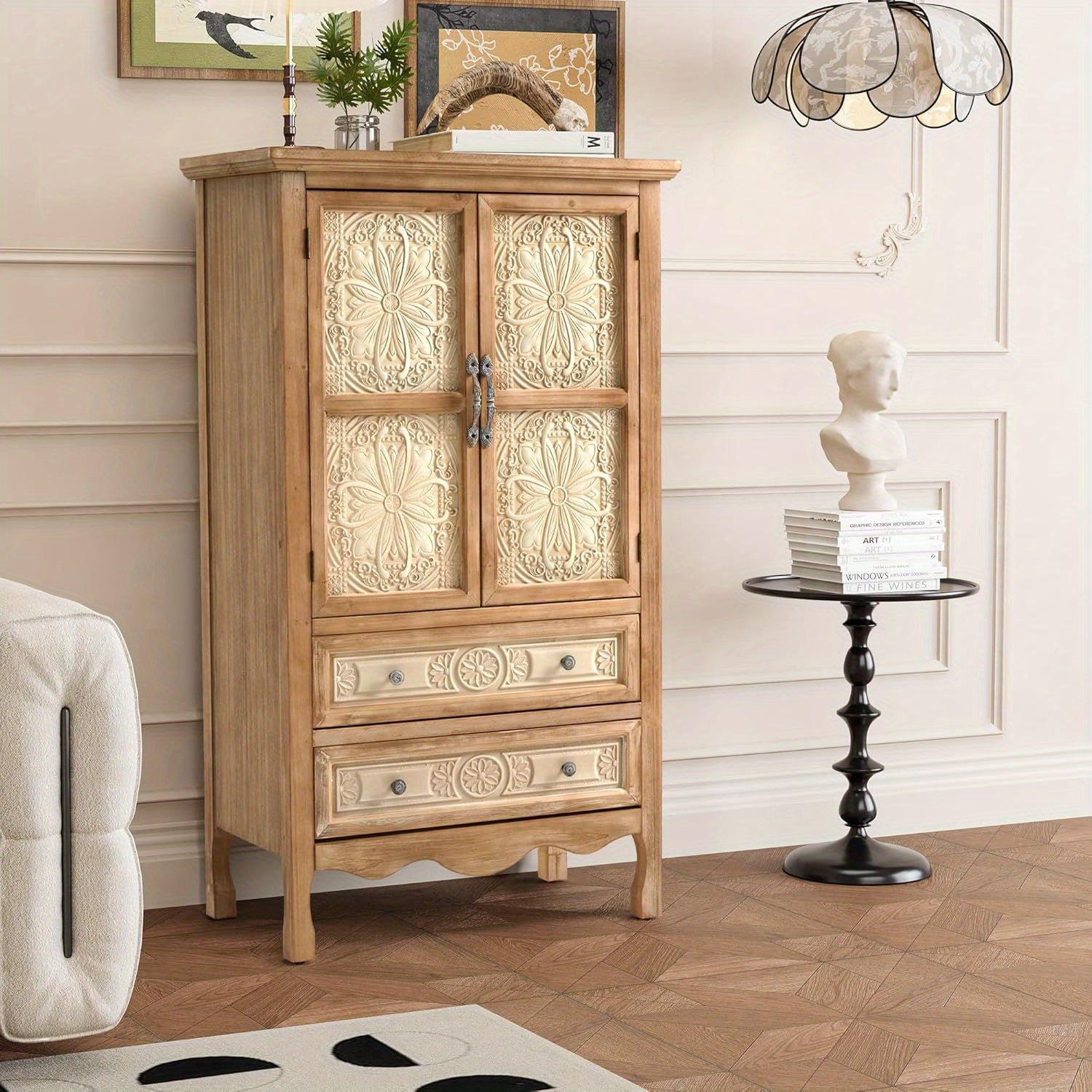 Kitchen Pantry Storage Cabinet with 2 Doors and Shelf, 48'' Kitchen Pantry Cabinet with Storage, Accent Wood Cabinet for Kitchen, Dining Room, Living Room