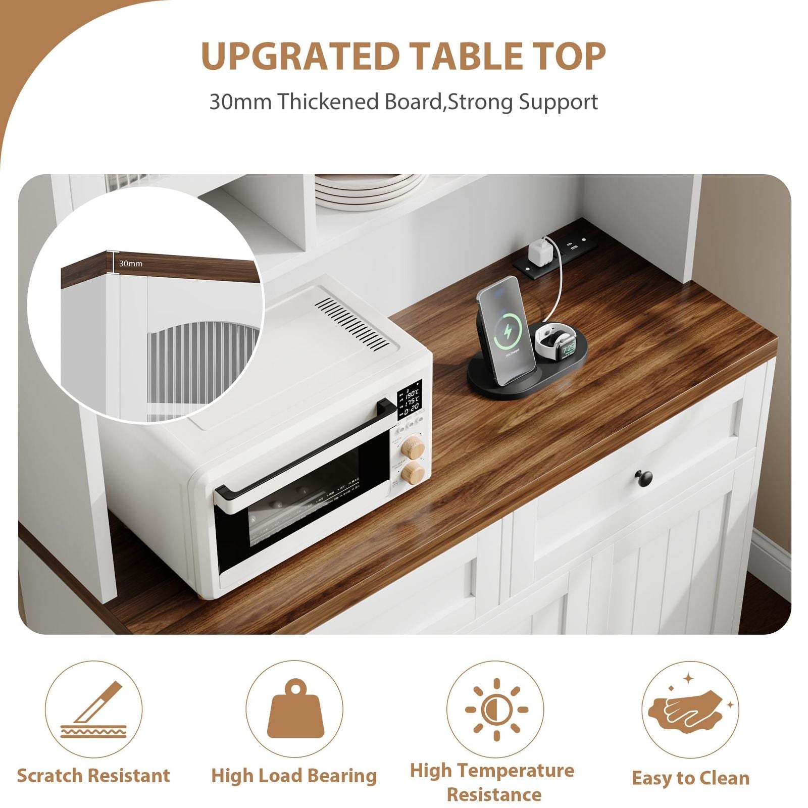 New Upgraded Storage Cabinet Elegant High Cabinet with Two Storage Boxes - Durable Tableware Cabinet Made from Other Materials for Organized Kitchen Storage for Home Room Decor Christmas Decorations, Birthday Gifts for Women Men Friends
