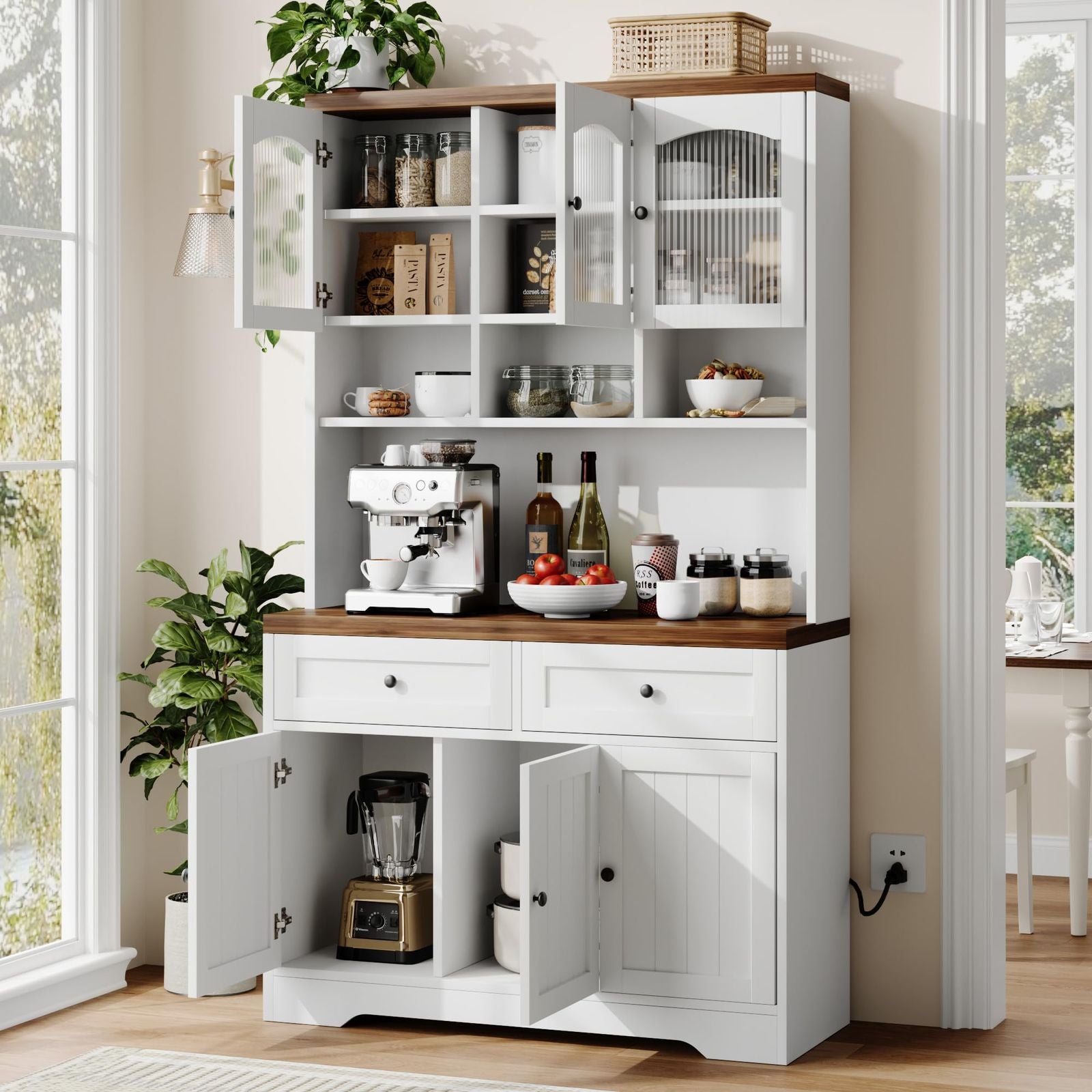 New Upgraded Storage Cabinet Elegant High Cabinet with Two Storage Boxes - Durable Tableware Cabinet Made from Other Materials for Organized Kitchen Storage for Home Room Decor Christmas Decorations, Birthday Gifts for Women Men Friends